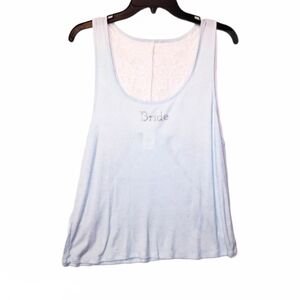 Bride light Blue with White Lace Tank Top Size XL